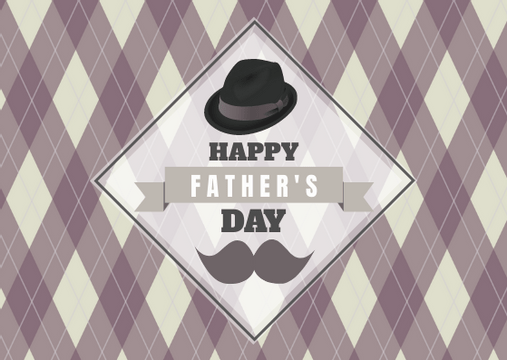Postcard template: Happy Father's Day with Hat and Mustache Postcard (Created by InfoART's  marker)