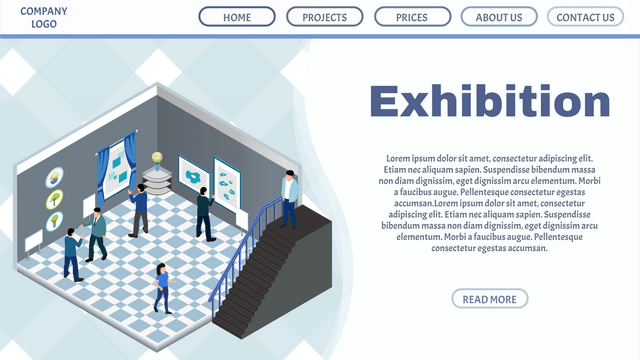 Isometric Diagrams template: Exhibition Landing Page (Created by Visual Paradigm Online's Isometric Diagrams maker)
