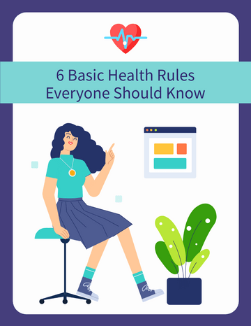 小冊子 模板。 6 Basic Health Rules Everyone Should Know (由 Visual Paradigm Online 的小冊子軟件製作)