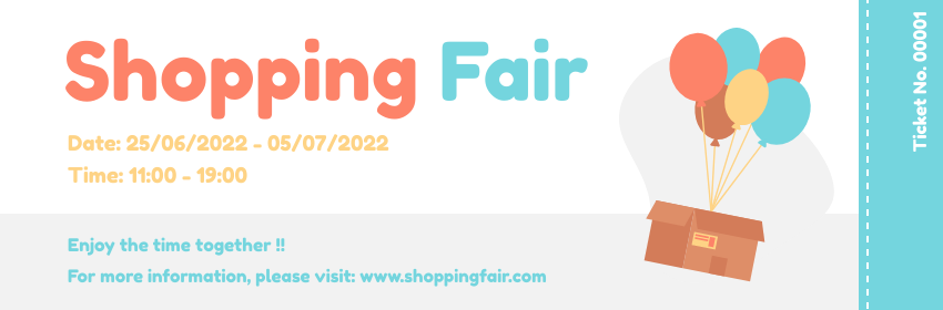 Ticket template: Shopping Fair Ticket (Created by Visual Paradigm Online's Ticket maker)