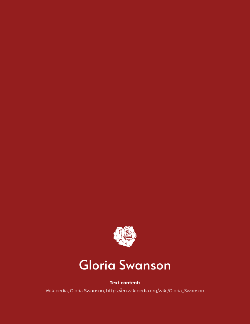 Biography 模板。Gloria Swanson Biography (由 Visual Paradigm Online 的Biography软件制作)