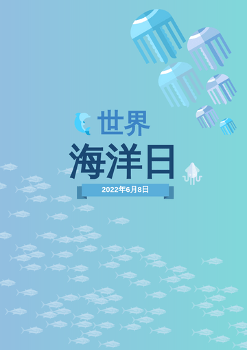 Editable posters template:世界海洋日藍色海報
