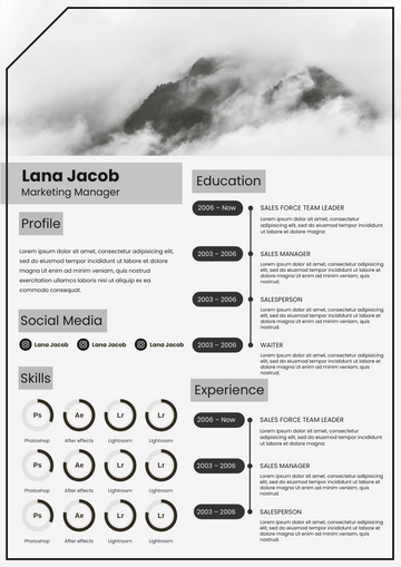 Resumes template: B And W Resume (Created by Visual Paradigm Online's Resumes maker)