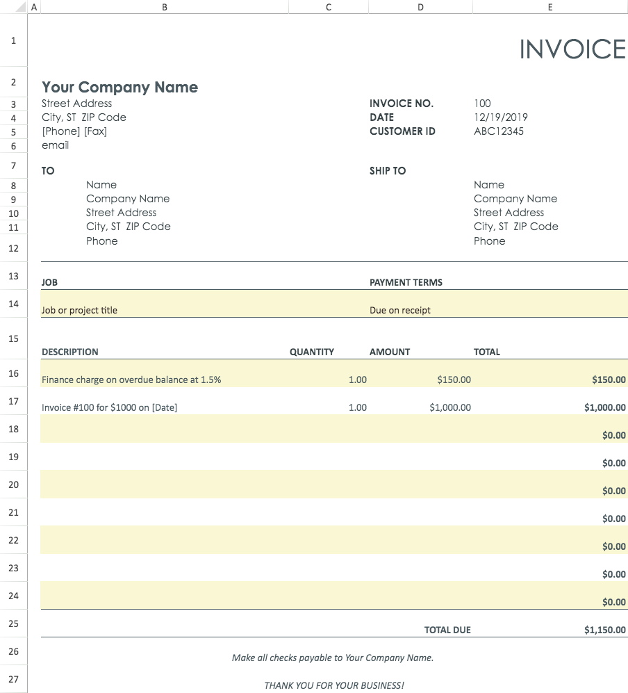 Invoice With Finance Charge Template Visual Paradigm Tabular