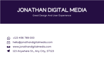 Business Card template: Purple Neon Portrait Digital Media Business Card (Created by InfoART's Business Card maker)