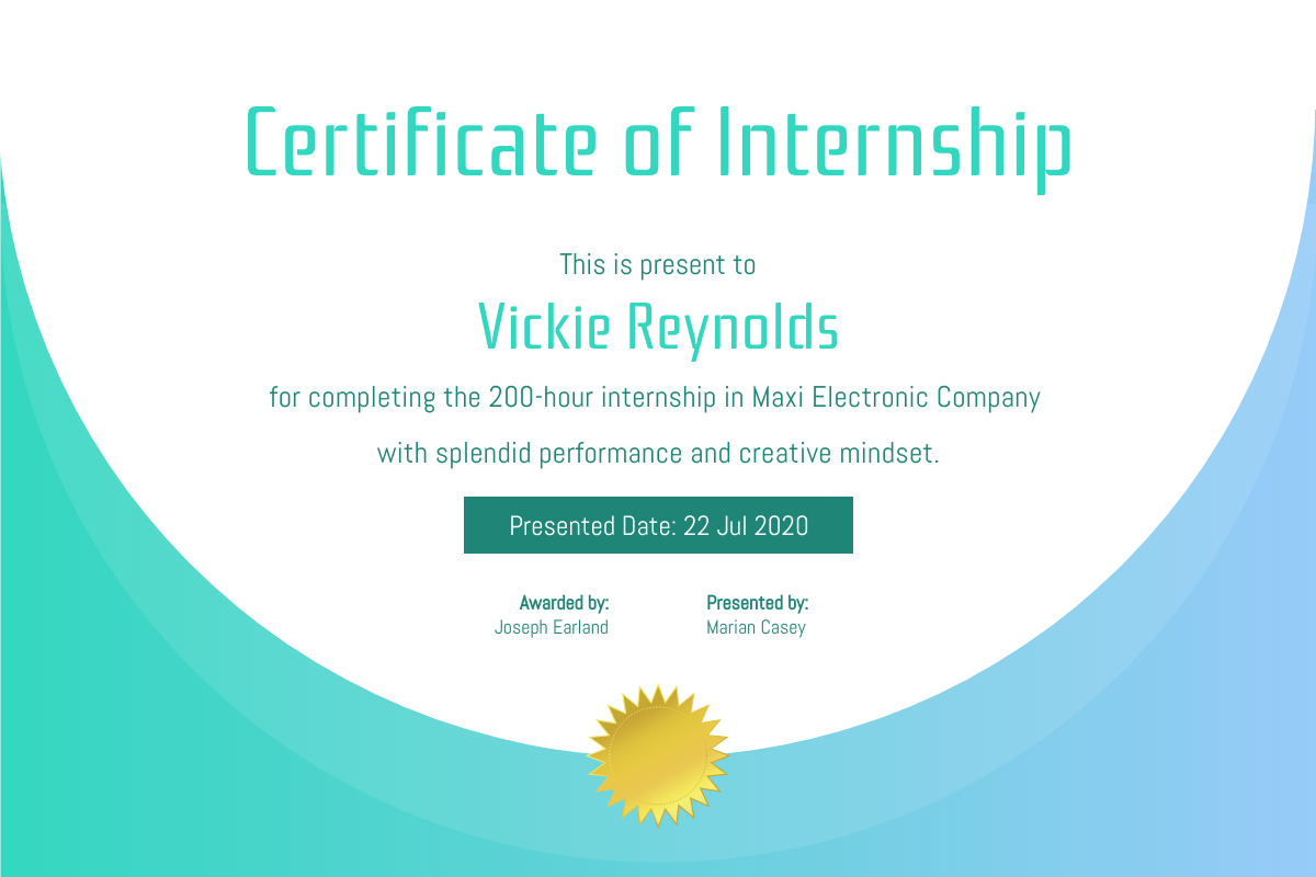 Certificate template: Mint Gradient Certificate (Created by InfoART's Certificate maker)