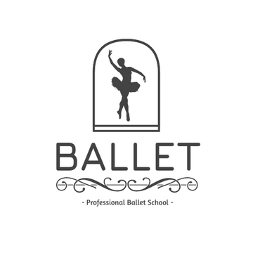 Monochrome Ballet School Logo Created With silhouette Of Dancer