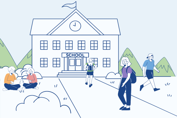 Students And School Illustration