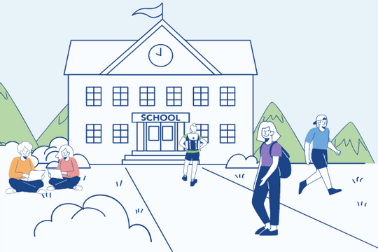 Students And School Illustration