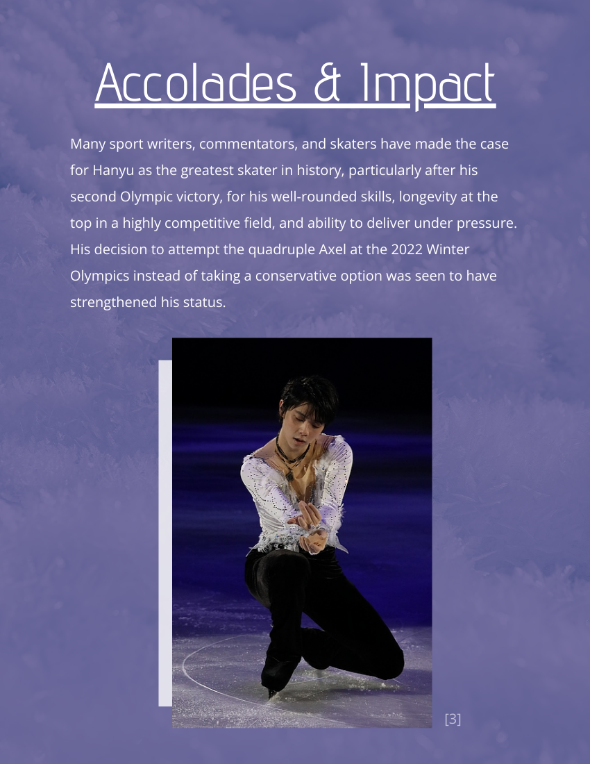 Biography template: Yuzuru Hanyu Biography (Created by Visual Paradigm Online's Biography maker)