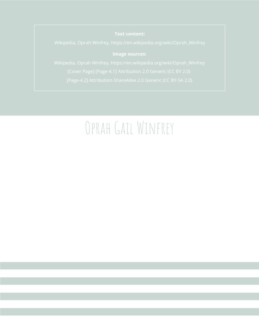 Biography template: Oprah Gail Winfrey Biography (Created by Visual Paradigm Online's Biography maker)