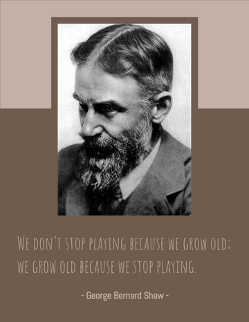 Quotes template: We don’t stop playing because we grow old; we grow old because we stop playing. - George Bernard Shaw (Created by Visual Paradigm Online's Quotes maker)