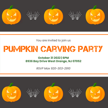 邀請函 模板。 Pumpkin Carving Party Invitation (由 Visual Paradigm Online 的邀請函軟件製作)