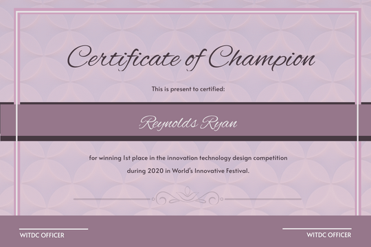 Certificate template: Violet Shade Certificate (Created by Visual Paradigm Online's Certificate maker)