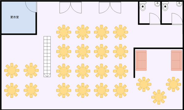 座位表 模板。 宴会厅座位图 (由 Visual Paradigm Online 的座位表软件制作)