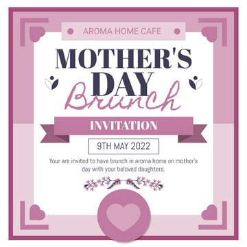 Editable invitations template:Pink Mother's Day Brunch Invitation