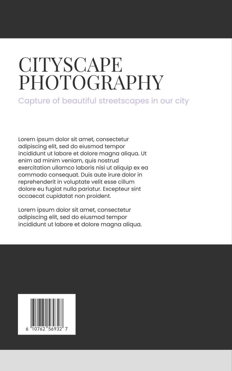 Book Cover template: Cityscape Photography Book Cover (Created by Visual Paradigm Online's Book Cover maker)