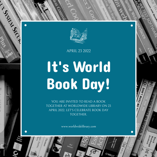 Black And White Books Photo World Book Day Invitation