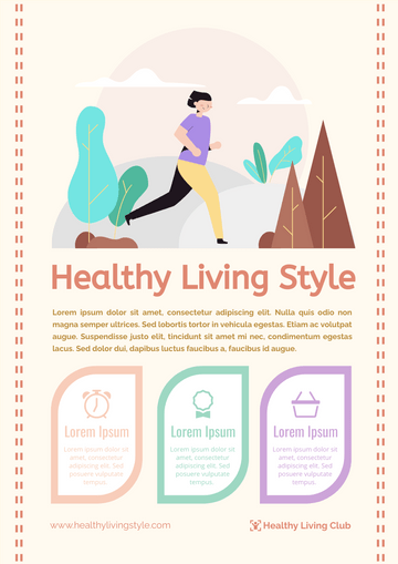 Flyer template: 3 Points Of Healthy Living Style Flyer (Created by Visual Paradigm Online's Flyer maker)