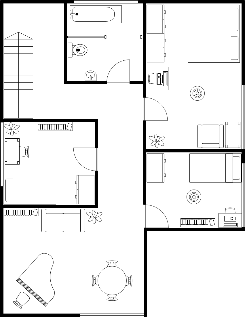 Floor Plan template: Two Floors House 2nd Floor Plan (Created by Visual Paradigm Online's Floor Plan maker)