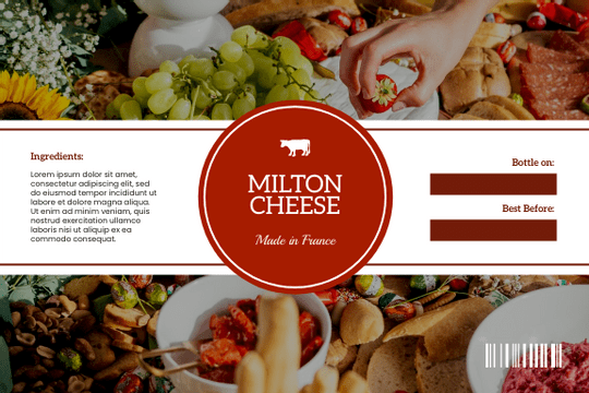 Editable labels template:Cheese Cooking Label