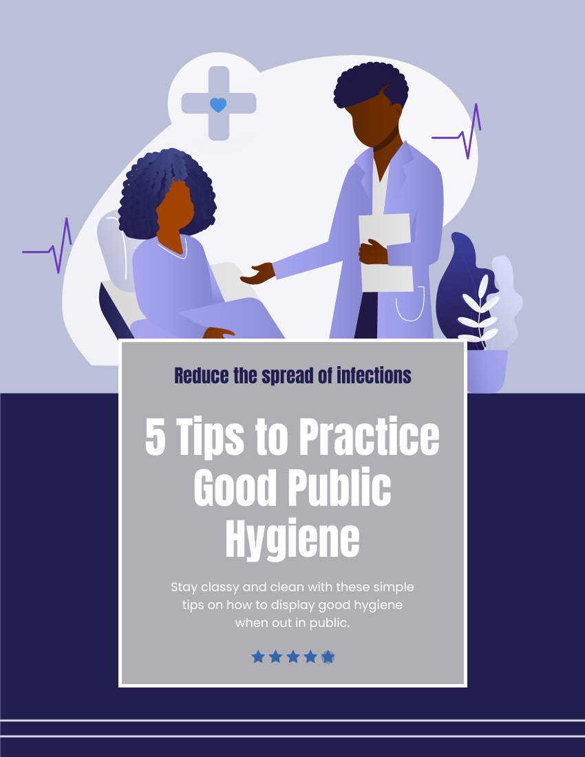 培訓手冊 模板。 5 Tips to Practice Good Public Hygiene (由 Visual Paradigm Online 的培訓手冊軟件製作)