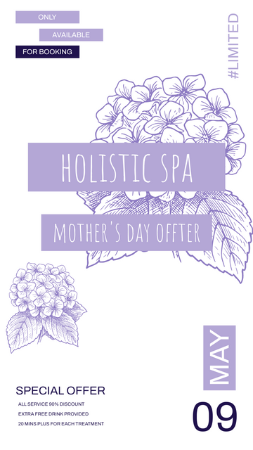 Editable instagramstories template:Mother's Day Spa Instagram Story
