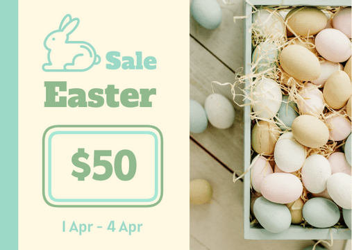 Editable giftcards template:Colourful Easter Sale Gift Card