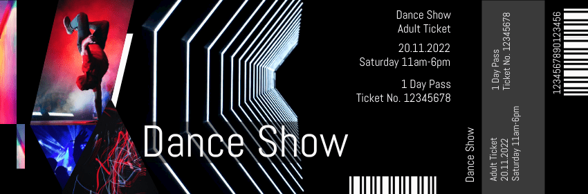 Editable tickets template:Dance Show Ticket