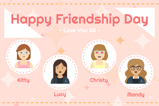 Editable greetingcards template:Happy Friendship Day Girls Greeting Card