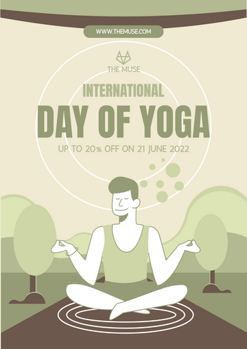 Green Zen Yoga Day Discount Poster