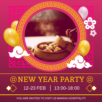 Editable invitations template:New Year Tea Party Invitation