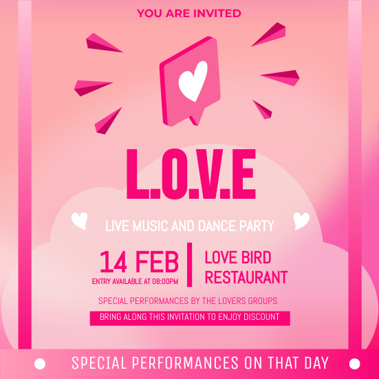 Invitation template: Valentine Dance Party Invitation (Created by InfoART's Invitation maker)