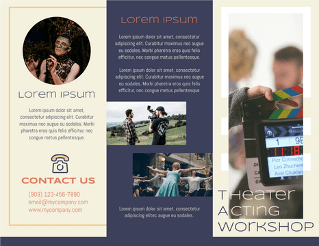 Brochure template: Theater Acting Workshop Brochure (Created by Visual Paradigm Online's Brochure maker)
