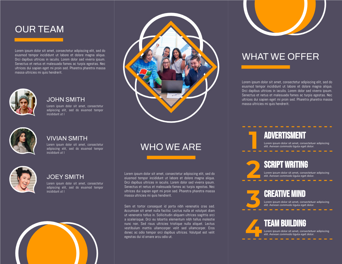 Brochure template: Advertisement Team Brochure (Created by InfoART's Brochure maker)