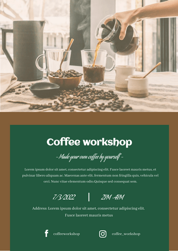 Poster template: Coffee Workshop Poster (Created by Visual Paradigm Online's Poster maker)