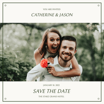 Editable invitations template:Green Simple Wedding Photo Wedding Invitation