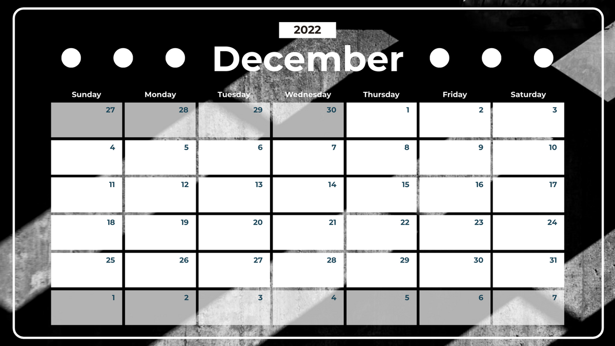 Calendar 模板。Shadow Photography Calendar 2022 (由 Visual Paradigm Online 的Calendar软件制作)