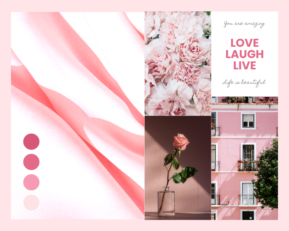 Mood Board template: Love Laugh Live Pink Mood Board (Created by Collage's Mood Board maker)