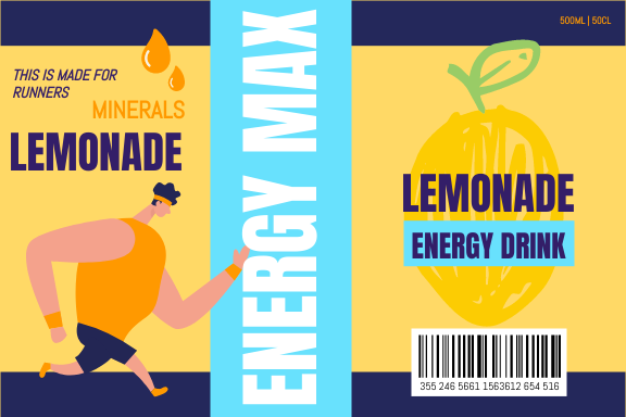 Label template: Lemon Energy Drink Label (Created by Visual Paradigm Online's Label maker)