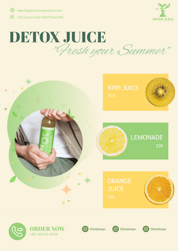Flyer template: Detox Juice Promote Poster (Created by Visual Paradigm Online's Flyer maker)