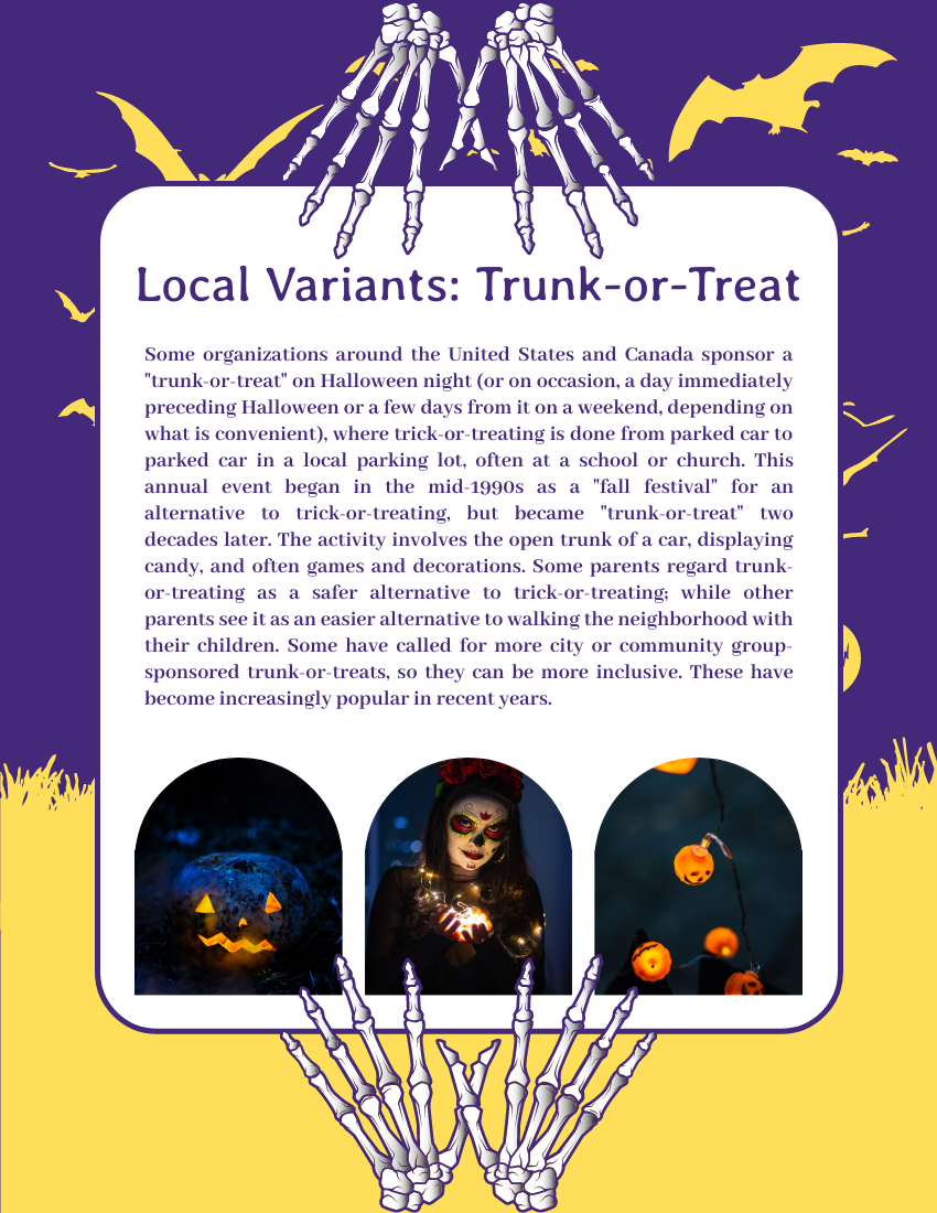 小册子 模板。How Did Trick-or-Treat Became A Halloween Custom? (由 Visual Paradigm Online 的小册子软件制作)