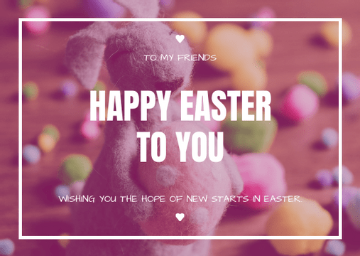 Editable postcards template:Pink Easter Rabbit Photo Easter Postcard