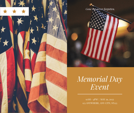 Facebook Post template: Simple Brown Flag Photo Memorial Day Facebook Post (Created by Visual Paradigm Online's Facebook Post maker)