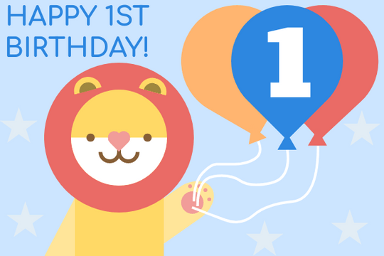 Editable greetingcards template:Lion 1st Birthday Card