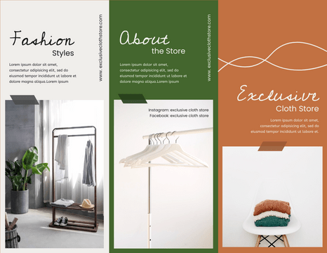 Editable brochures template:Exclusive Clothing Store Brochure