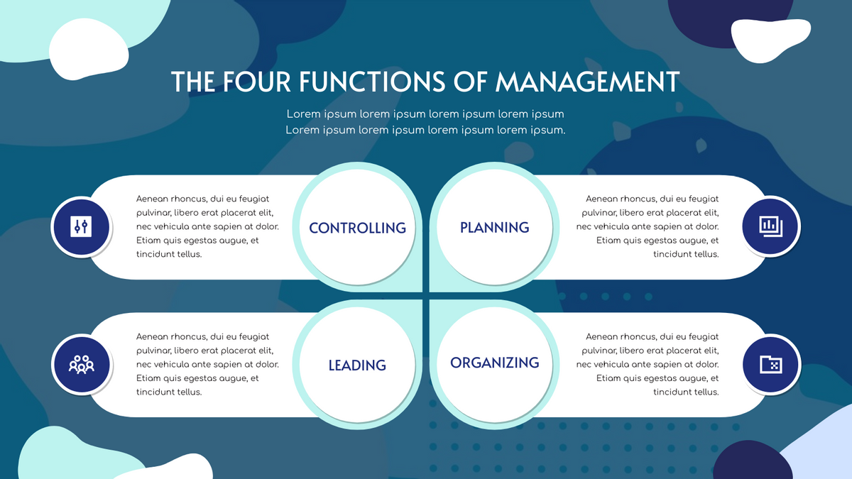 Strategic Analysis template: Blue Four Functions Of Management Strategic Analysis (Created by InfoART's Strategic Analysis maker)