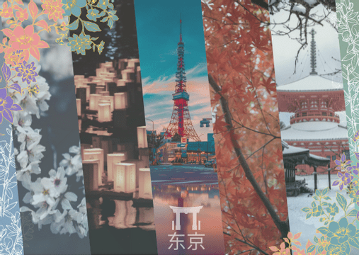 Editable postcards template:东京明信片