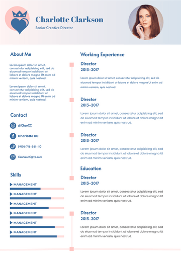 Resumes template: Minimal Carnation Resume (Created by Visual Paradigm Online's Resumes maker)