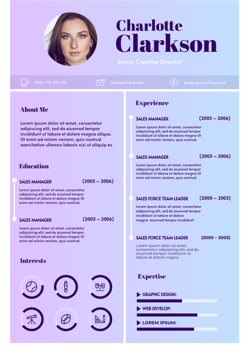 Resume template: Chetwode Pink Resume (Created by Visual Paradigm Online's Resume maker)